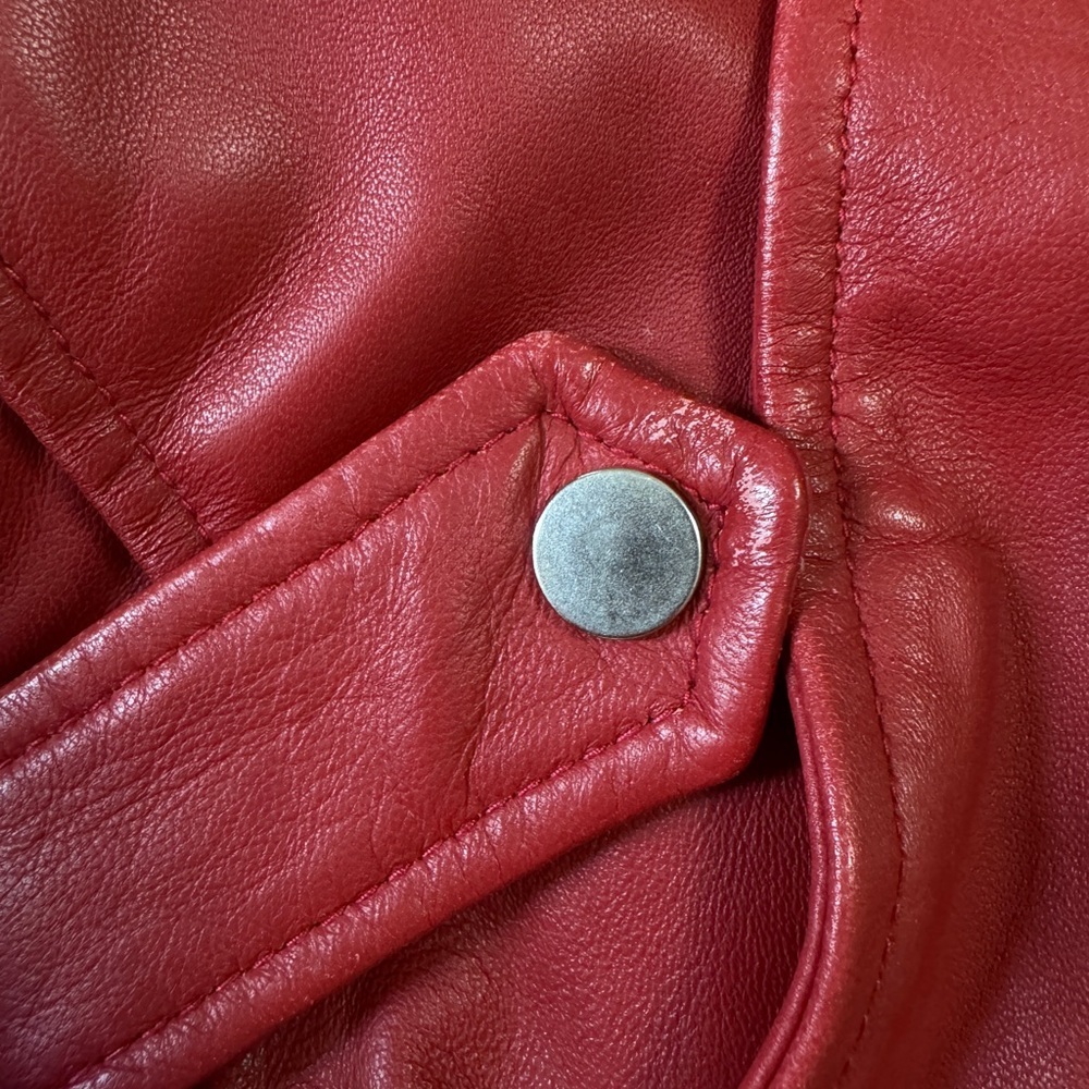Walter Baker Liz Cropped Moto Jacket in Ruby Red Sz S Orig. $698 - Picture 8 of 17